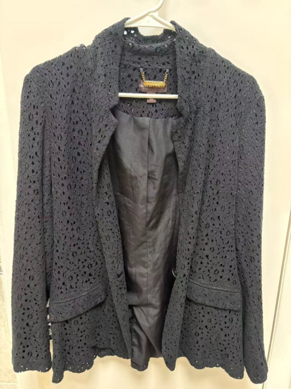 Dana Buchman Size 8 Black Floral Lace Blazer Goth Dark Romanticism